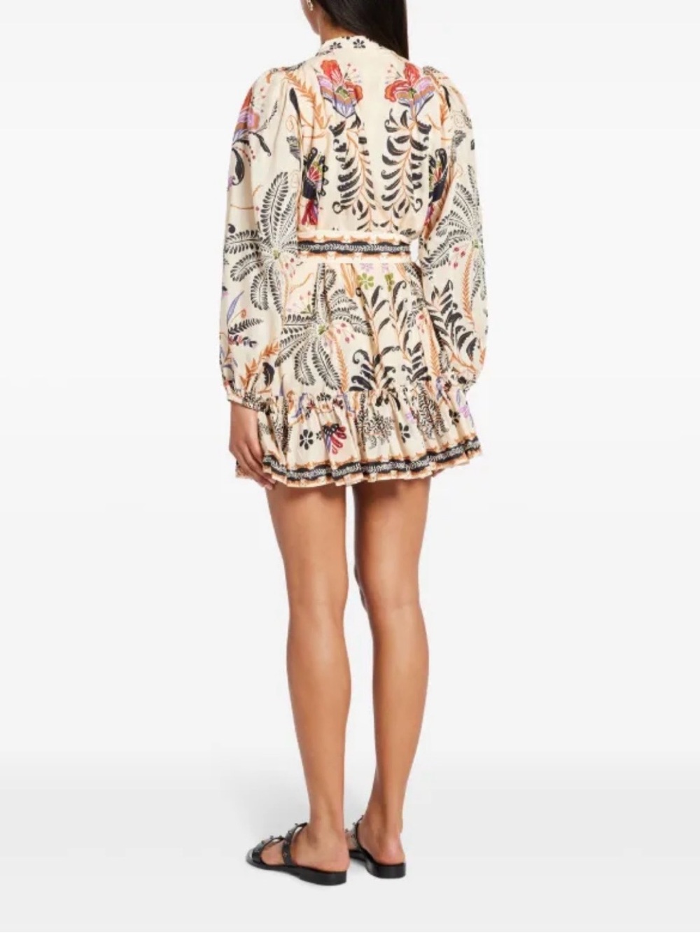 FARM Rio Beige Floral Mini Dress with Multicolor Print - Picture 2 of 8
